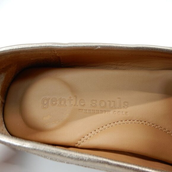 Gentle Souls Madison Driving Loafers Flats 7 Gravel Metallic Leather Comfort NEW - Picture 15 of 16